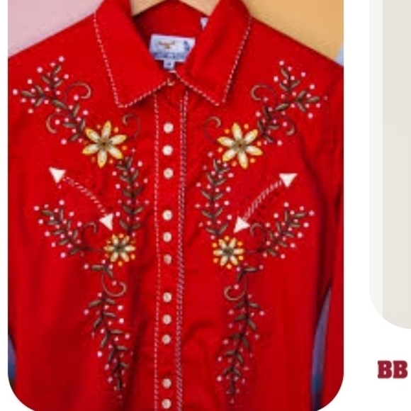 Panhandle Slim Vintage The Sissy LSlv Rhinestones Snap Embroidered Sz XL Blouse - Picture 1 of 16